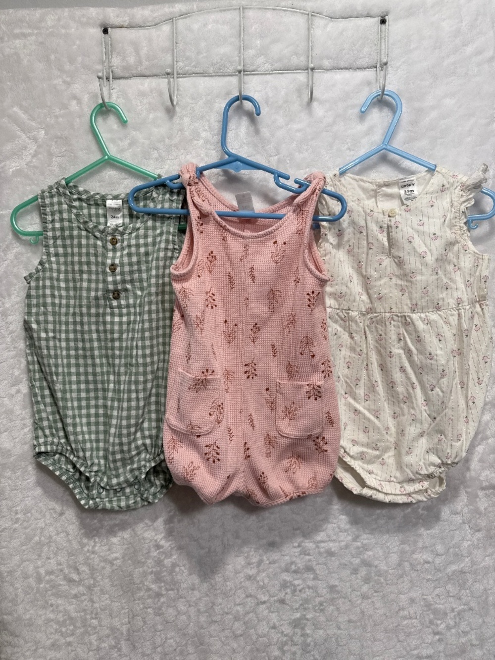 Carters baby girl bodysuits floral plaid size 24 Months lot bundle